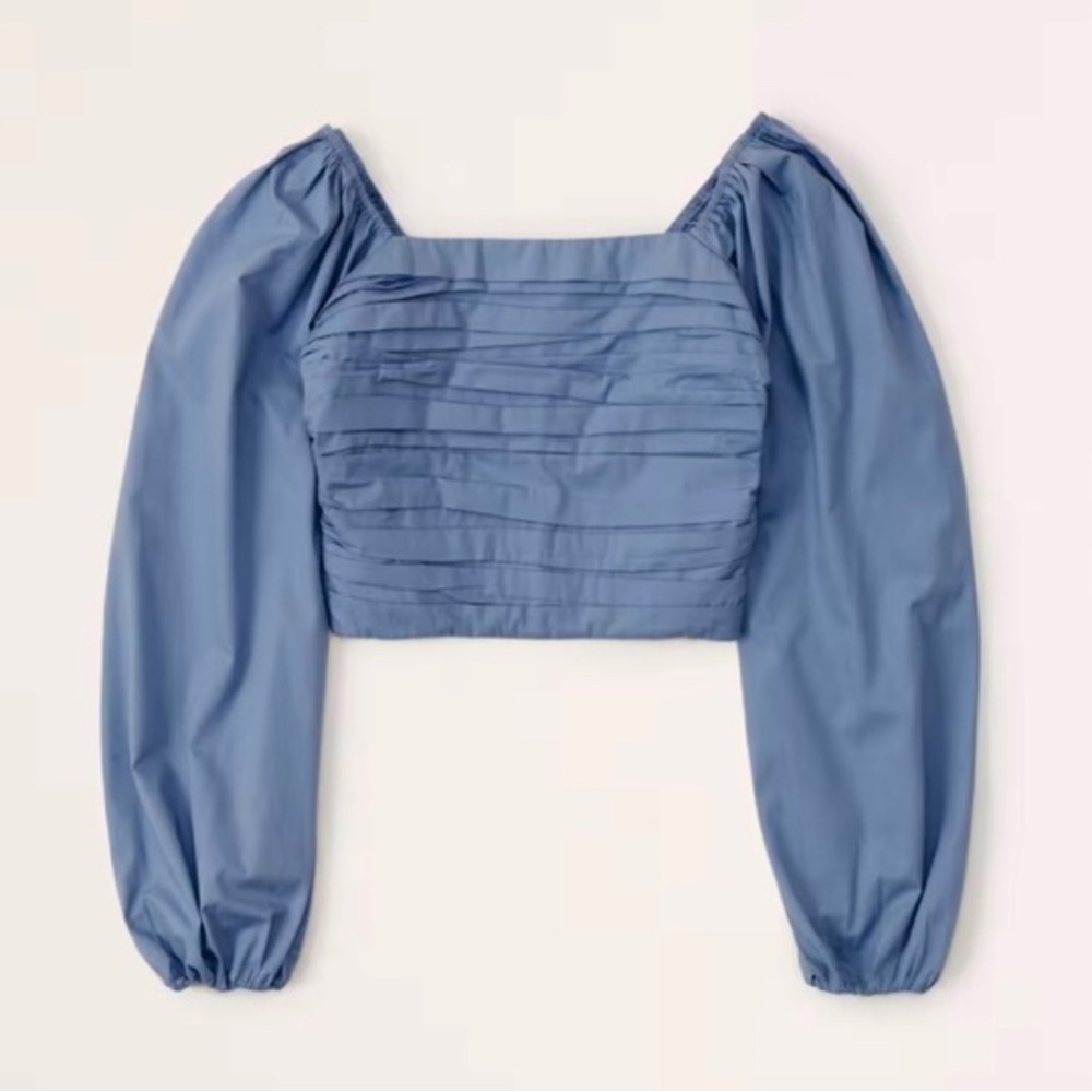 Abercrombie Long-Sleeve Ruched Bodice Puff Sleeve Top